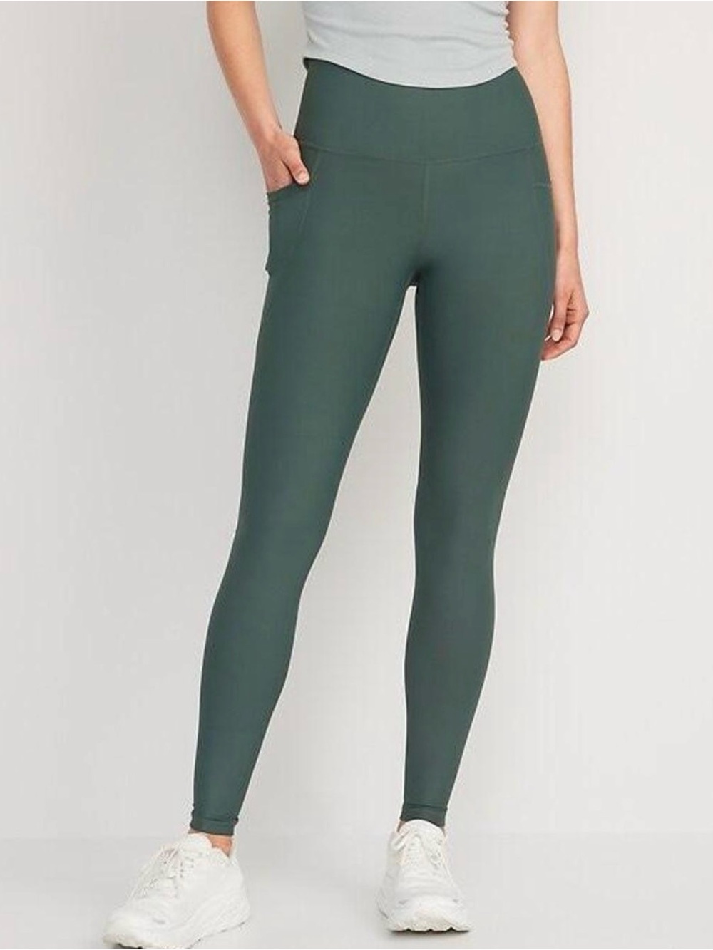Old Navy Powersoft High-Rise Forest Green Leggings with Side Pockets